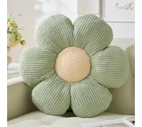 Vdoioe Almohada de flores verdes, bonita almohada con forma de margarita, cojín de asiento de 19.6 pulgadas, almohada de felpa de flores para el suelo, almohadas decorativas para el hogar