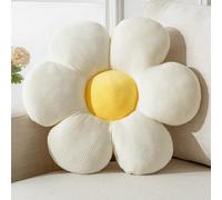 Vdoioe Almohada en forma de flor, color blanco, felpa de flores de 15.75 pulgadas, relleno de algodón PP, costura cosida, uso en interiores, tema de película, lavable, detalles decorativos, asiento de