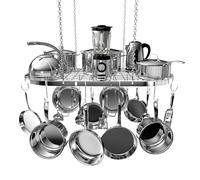 Vdomus Organizador de ollas y sartenes para colgar - 33 x 17 pulgadas de alta resistencia con 15 ganchos - Elegante estante colgante de aleación de acero para ollas y sartenes para almacenamiento de