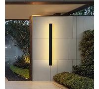 VDOQTLJT - Aplique de pared LED de aluminio negro, iluminación para exteriores/interiores, tira larga, blanco cálido, impermeable IP67, jardín, terraza, pasillo, porche