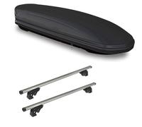 VDP Baúl de Techo VDPMAA460 de 460 litros, Color Negro Mate, se Puede Cerrar + portaequipajes de Techo LION2 Compatible con Nissan X-Trail (T32) (5 Puertas) a Partir de 13