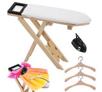 VDSOW Wichtel Accesorios Miniatura Plancha Kit con Tabla de planchar en miniatura y 3 Piezas Percha en Miniatura de Madera Accesorios para Casa de Muñecas Accesorios Wichtelzubehör 1 12, Wichtel