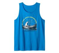 ¡Ve a Encontrar tu Aventura! Oso Polar, Estrellas y exploración en Canoa Camiseta sin Mangas