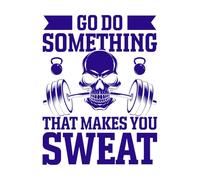 Ve a hacer algo que te haga sudar diseño gráfico Pegatinas de pared de papel adhesivo 64x83.7cm Removible sin dejar pegamento Azul oscuro