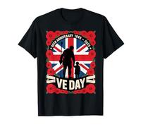 VE Day 80 Aniversario WWII Patriotic VE Day 2025 Vintage Camiseta