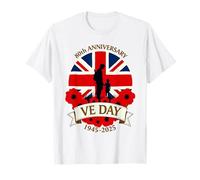 VE Day 80 Aniversario WWII Vintage VE Day 2025 Patriotic Camiseta