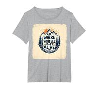 Ve Donde te sientas más Vivo Aventura de montaña Camiseta, Mujer Tallas Grandes, Gris Jaspeado, 1XL Grande