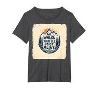 Ve Donde te sientas más Vivo Aventura de montaña Camiseta, Mujer Tallas Grandes, Jaspeado Oscuro, 1XL Grande