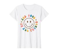 Vea lo Bueno en Todas Las Cosas Retro Happy Graphic Aesthetic Camiseta gráfica económica, Mujer, Blanco, L