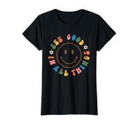 Vea lo Bueno en Todas Las Cosas Retro Happy Graphic Aesthetic Camiseta gráfica económica, Mujer, Negro, XS
