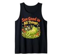 Vea lo Bueno en Todo lo relacionado con una Linda Cita de positividad con Forma de Rana Floral Camiseta sin Mangas