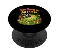 Vea lo Bueno en Todo lo relacionado con una Linda Cita de positividad con Forma de Rana Floral PopSockets PopGrip Adhesivo