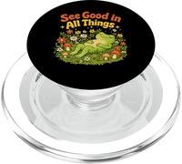 Vea lo Bueno en Todo lo relacionado con una Linda Cita de positividad con Forma de Rana Floral PopSockets PopGrip para MagSafe