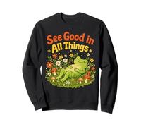 Vea lo Bueno en Todo lo relacionado con una Linda Cita de positividad con Forma de Rana Floral Sudadera