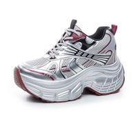 VEACAM Zapatillas De Moda para Mujer con Cuñas Ocultas Zapatos Ligeros De Caña Alta con Cordones Y Plataforma para Mujeres Y Niñas,Rojo,36 EU