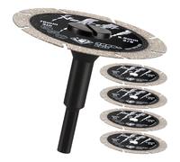 Vearter 5 discos de corte de diamante, 76 mm, disco de corte de doble cara para amoladora recta/taladro eléctrico manual, disco de corte de diamante con mandril de 6 mm para hierro, acero, hierro