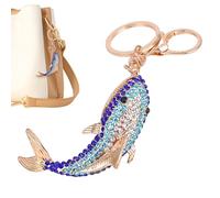 Veasbuu Alloy Whale Keychain, Sparkling Whale Charm Key Ring, 5.12 inches Fashionable Bling Accessory for Girls, Wife, Mom, or Girlfriend, Decorative Jewelry-Inspired Bag Pendant and Car