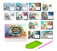 Veasbuu Calendario DIY De Pintura Con Diamantes | Ornamento Mesa - Calendario Anual 2027,Para Programación, Organización, Planificación, Citas, Oficina En Casa Y Estudio