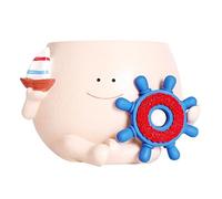 Veasbuu Cute Plant Pots, Resin Succulent Planter, 7.48x7.09x5.12 inches Modern Decorative Boatshaped Pot with Drainage Hole for Bonsai Cactus Garden Decor, Indoor and Outdoor Use