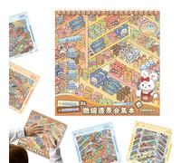 Veasbuu Escena de dibujos animados DIY - Pegatinas de libro miniatura, pegatinas de tienda para niños, entusiastas del arte Rainy Day Activity Evening, Relax Family Bonding, Time Home Travel Fun