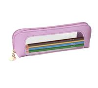 Veasbuu Estuche transparente con cremallera, gran capacidad, bolsa de almacenamiento, diseño elegante, transparente, 7.68 x 1.97 x 2.36 pulgadas, ideal para la escuela y la oficina, Purple, Refer to
