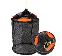 Veasbuu Fish Keeper, cesta de red de pesca plegable con cordón, accesorios de pesca para kayak para un fácil almacenamiento de peces, transporte conveniente y perfecto para reservorios, lagos, zanjas,