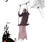 Veasbuu Ghost Decor, Swinging Ghost Decoration with Light and Sound Effects, Animated Horror Figure for Indoor Outdoor Use, Garden Porch Window Wall Hanging Halloween Atmosphere Accessory