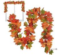 Veasbuu Guirnalda de Hojas de otoño,Guirnalda de Hojas de otoño Artificiales - Ratán rústico de de Arce - Otoño de Enredaderas para Interiores y Exteriores, Guirnalda de de Arce de