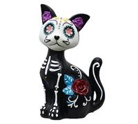 Veasbuu Halloween Animal Statue, Skeleton Dog Cat Figurines, Sturdy Resin Material, Spooky Decorative Accent for Porch, Patio, Bookshelf, Yard, Living Room, Party, Indoor, Outdoor