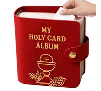 Veasbuu Organizador de tarjetas de oración con 20 fundas transparentes, organizador sagrado católico de piel sintética, para el hogar, oración, iglesia, viaje, conversión y