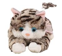 Veasbuu Realistic Cat Plush - Sound Activated Stuffed Doll, Soft Huggable Animal Toy, Design, Cute Collectible Plush, Interactive Features for Boys Girls Kids Adults Home Bedroom Living Room