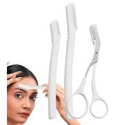 Veasbuu Recortadora de cejas para mujer, acero inoxidable de precisión manual, afeitadora de barba con tijeras para cejas, para aseo, afeitado, viajes, hogar, al aire libre, negocios, baño