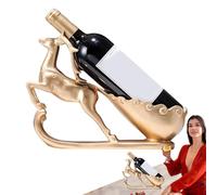 Veasbuu Soporte para botellas de vino de reno - ciervo tirando de un carro para decoración de mesa de Navidad, botellero vintage de resina para decoración de bar, fiesta
