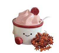 Veasbuu Tarro de sal - Lindos utensilios de cocina de cerámica de dibujos animados con tapa y cuchara, bodega de sal de cerámica - para cocina, hogar, picnic, mesa, hornear, comedor, cocina, hogar