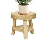 Veasbuu Wooden Plant Stool - Small Round Riser, Indoor Plant Stool Planter Stands with Wood Construction, Decorative Pedestal, Tiered Potted Display, Flower Pot Holder for Outdoor Garden Backyard