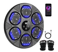 Veathzet Máquina de Boxeo con Música, Máquina de Boxeo de Montaje en Pared, Entrenador de Boxeo Inteligente Bluetooth con Luz LED, 7 Modos de Velocidad, Guantes de Boxeo para Adultos y Niños para