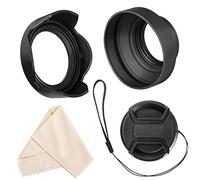 Veatree Juego de Parasol de Lente de 67 mm, Parasol de Goma Plegable con Rosca de Filtro + Parasol Reversible de Flor de tulipán + Tapa de Lente Central + paño de Limpieza de Lentes de Microfibra