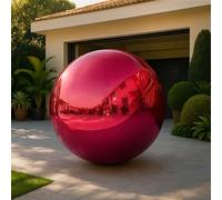 VEBESYET Bola de espejo inflable roja de 0,6 m, reutilizable, grande, brillante, decoración navideña, globo de PVC con bomba eléctrica para fiestas, bodas, decoración (1 unidad, 23.6 pulgadas)