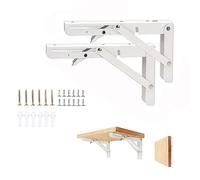 Vebetter 250mm Escuadras Abatibles, 2Pcs Bisagra Mesa Abatible Escuadras para Estanterias, Bisagras Mesa Plegable Inoxidable, Soporte Estantería Plegable, Pared Soporte de Estante, Carga: 60KG