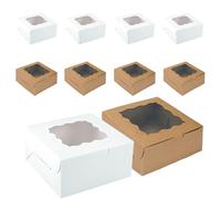 Vebetter Cajas para Tartas y Cupcakes con Ventana Transparente - 20Pcs Embalaje de Cartón para Panadería, Pastelería, Galletas, Magdalenas y Postres