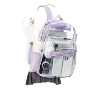 VECAVE Mochila transparente para la escuela, mochila transparente de PVC resistente, A1- púrpura, Large, Mochila