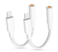 Vecbmn Adaptador Lightning a Jack 3,5 mm Adaptador de Auriculares para iPhone, iPhone Cable de Audio Auxiliar con Compatible con i Phone14/13/12/11/Xs/XR/X/8（2 Pack）