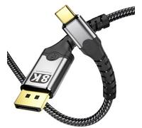 Vecbmn Cable USB C a DisplayPort 2m, 8K@60Hz, 4K@144Hz/120Hz, 5K@60Hz, 2K@240Hz/144Hz, Compatible con iPhone 16 15 Plus Pro Max MacBook iPad Pro Galaxy S24 S23 Tab S9