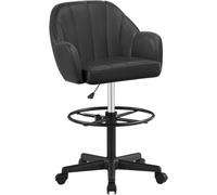 VECELO Silla de Oficina Alta para Oficina de pie, Silla giratoria de Piel sintética, Soporte para lumbares y reposapiés, Altura Ajustable, para tareas, Trabajo, redacción, Estudio