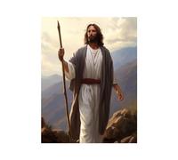 veces Arte de pared Lienzo Pintura de Jesús Imagen Jesús y la montaña Motivacional Pared Arte Salon Habitación Hogar Decoracion Cristiano Regalos Dios Jesús Poster - 50x70cm Sin marco