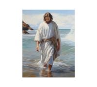 veces Cuadros religiosos en lienzo póster de Jesús, Jesucristo caminando, arte de pared espiritual, iglesia abstracta, imagen cristiana para sala de estar, 50 x 70 cm, sin marco