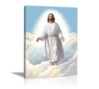 veces Cuadros religiosos en lienzo póster de Jesús, Jesús en las nubes Jesucristo arte de pared obra de arte espiritual abstracto iglesia cristiana imagen para sala de estar - 70 x 110 cm enmarcado