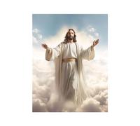 veces Cuadros religiosos en lienzo póster de Jesús, nube abstracta de Jesucristo, arte de pared espiritual, iglesia abstracta, imagen cristiana para sala de estar, 50 x 70 cm, sin marco