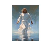 veces imagen cristiana, decoración de pared religiosa, arte de pared de Jesús Caminar en el agua Salon Hogar Religión Pared Pintura Decoracion Jesús Dios Imagen - 40x60cm Sin marco