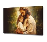 veces Jesus Original Lienzo Póster Arte y Arte de Pared Imagen Jesús y el Niño Impresión Moderna Habitación Familiar Póster Cristiana Cuadros Decoracion Salon - 50x70cm Enmarcado